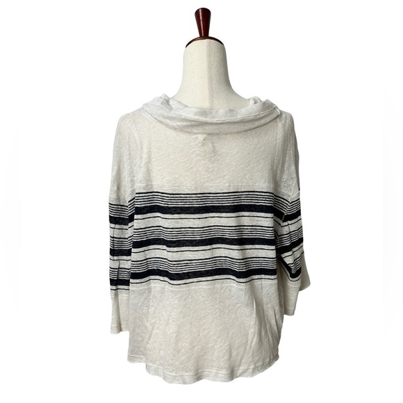 We the Free People Women’s Sz Large Sea Side Cowl Neck Linen Striped Top Shirt - Picture 4 of 8